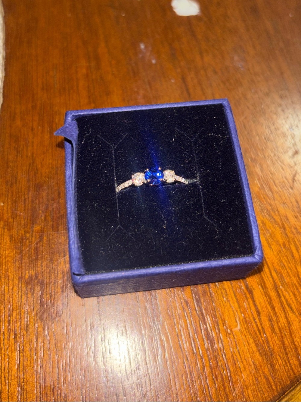 Swarovski Silver Ring with Deep Blue Crystal